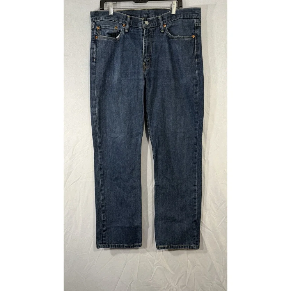 Levi's 514 Men's Jeans 36x32 Straight Leg Dark Wash Faded Regular Fit Blue Denim